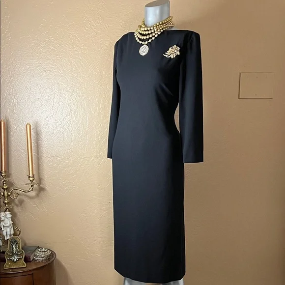 Ralph Lauren BLACK LABEL Luxury Black Dress 2 Wool Blend. - Picture 1 of 6
